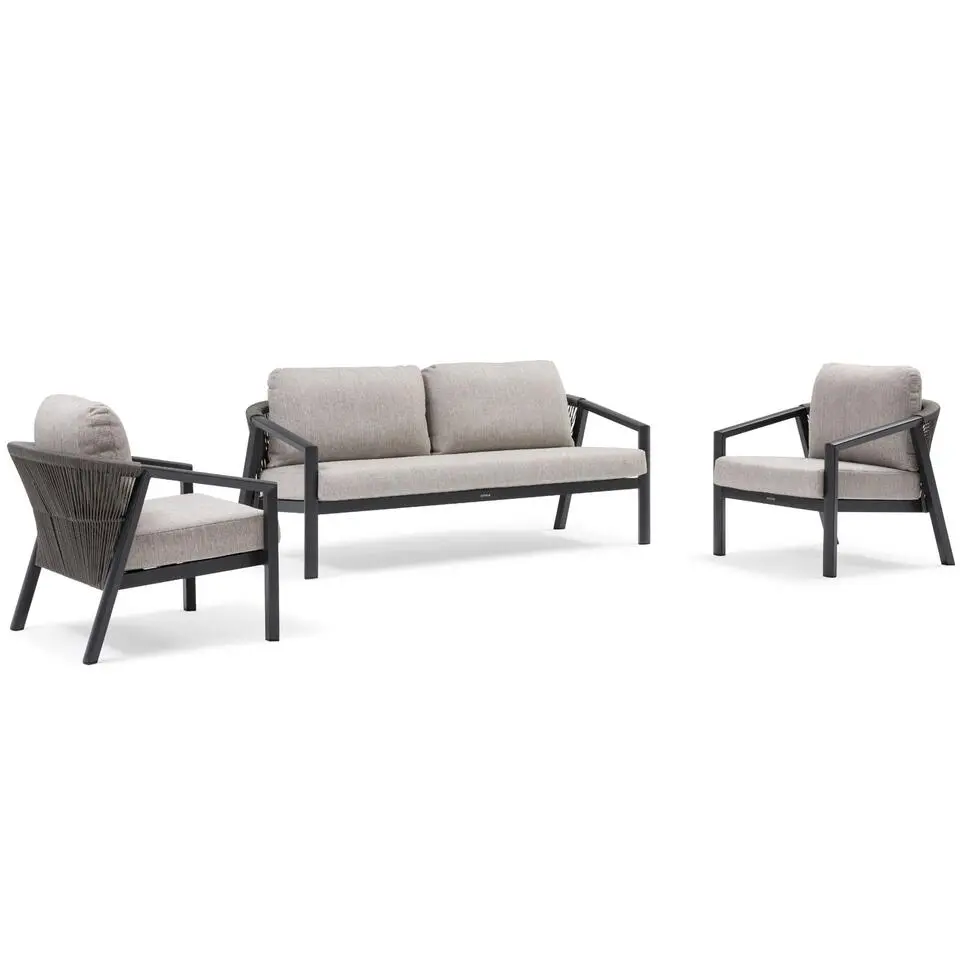 Stoel en Bank Loungeset 5 personen Aluminium Grijs Lifestyle Garden Furniture