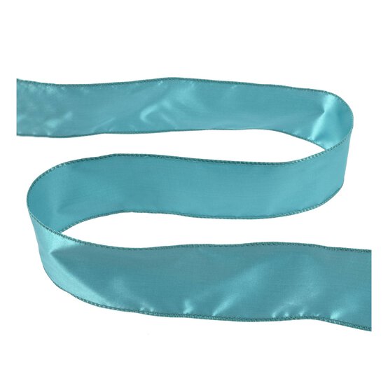 Teal Wire Edge Satin Ribbon 63mm x 3m