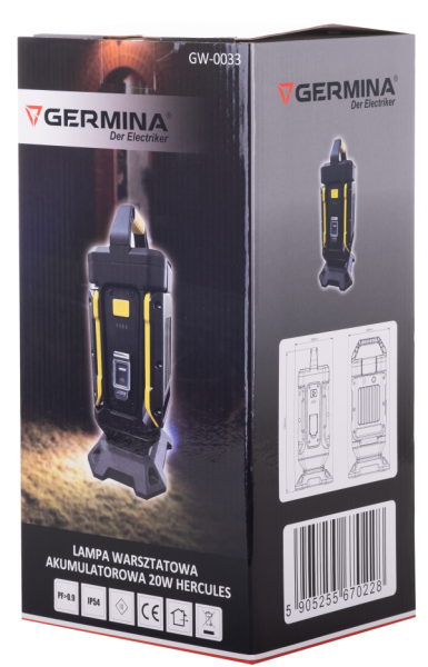 Lampa warsztatowa Germina akumulatorowa 20W naświetlacz 1szt.