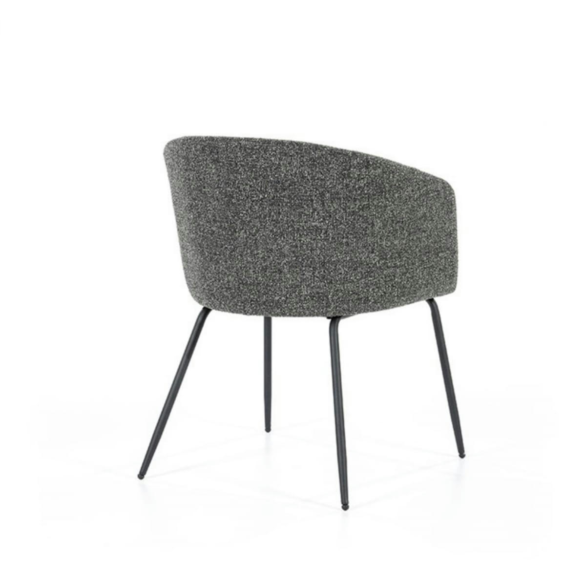 LIZY - Chaise salle à manger en tissu bouclé gris anthracite