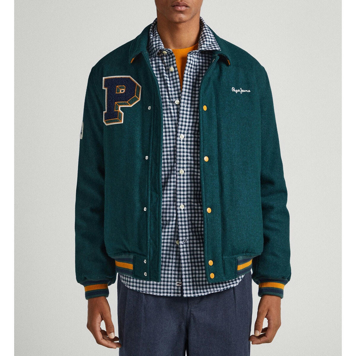Blouson col chemise style universitaire