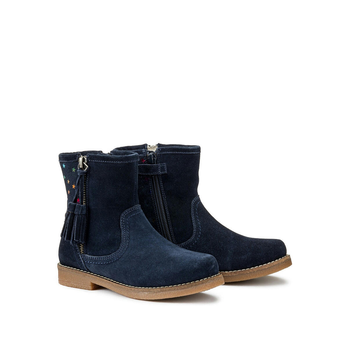 Bottines cuir, détails étoiles multicolores 24-37