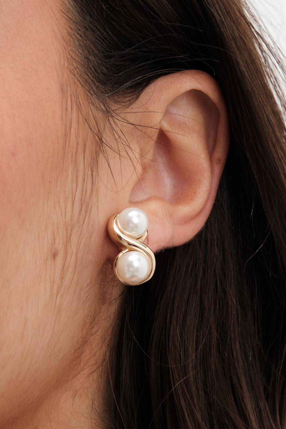 Jon Richard Gold Plated Polished And Pearl Infinity Clip Earrings