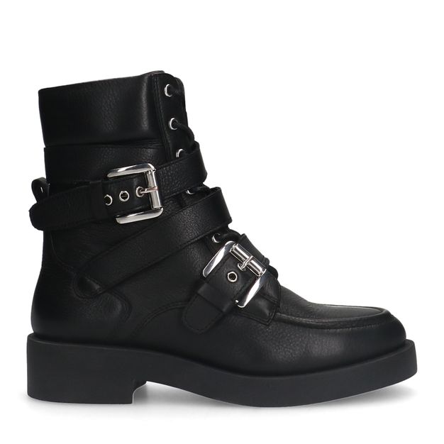 Zwarte leren biker boots