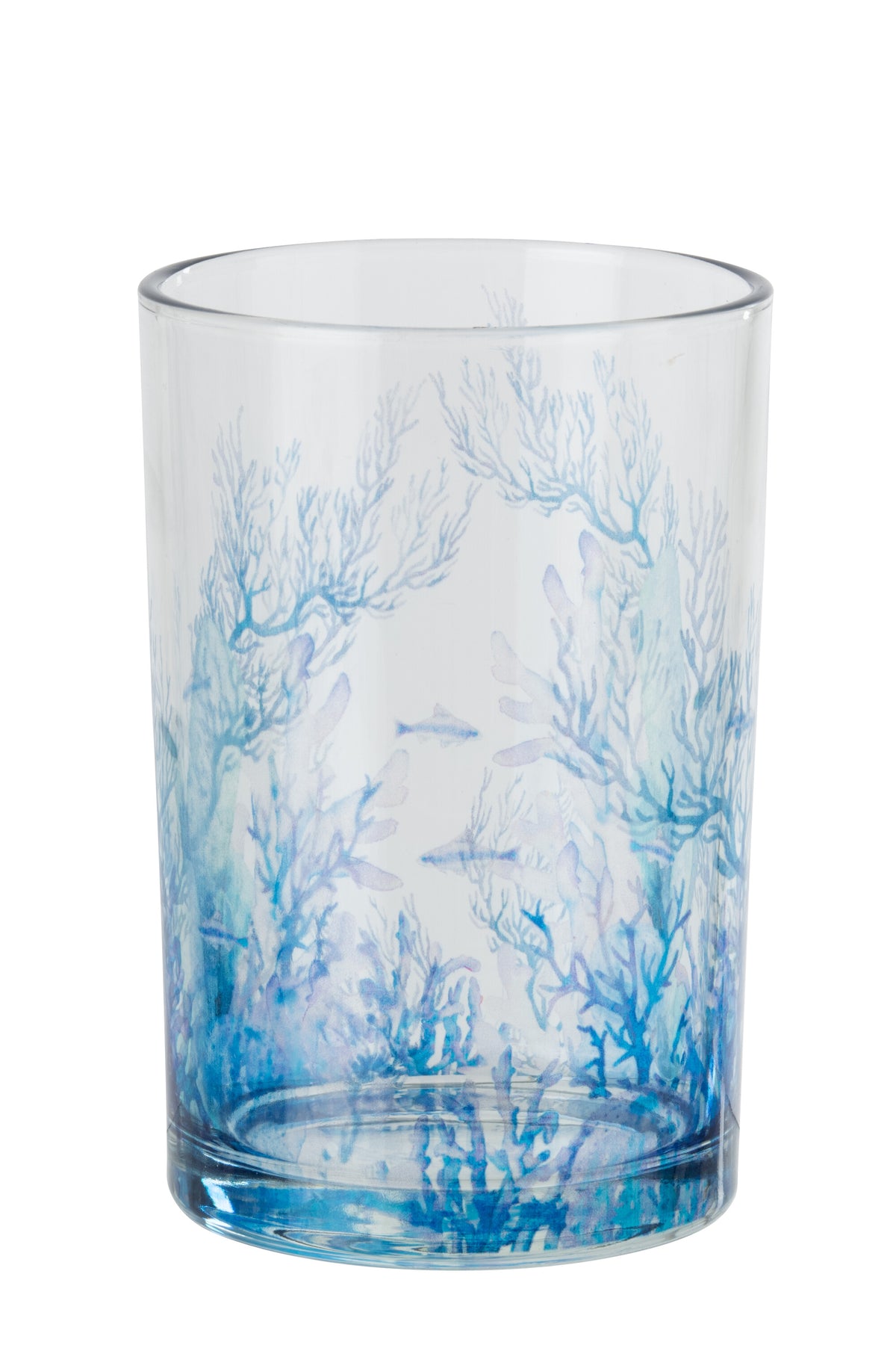 J-Line theelichthouder Koraal - glas - transparant/blauw - large