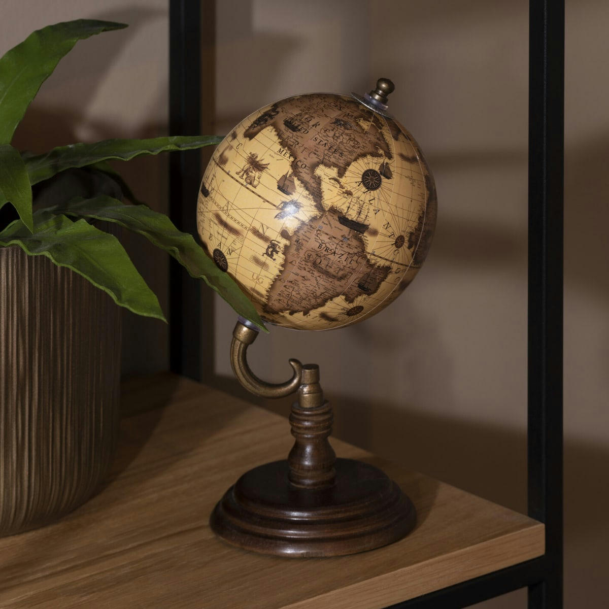 - Décoration globe terrestre brun 25 cm