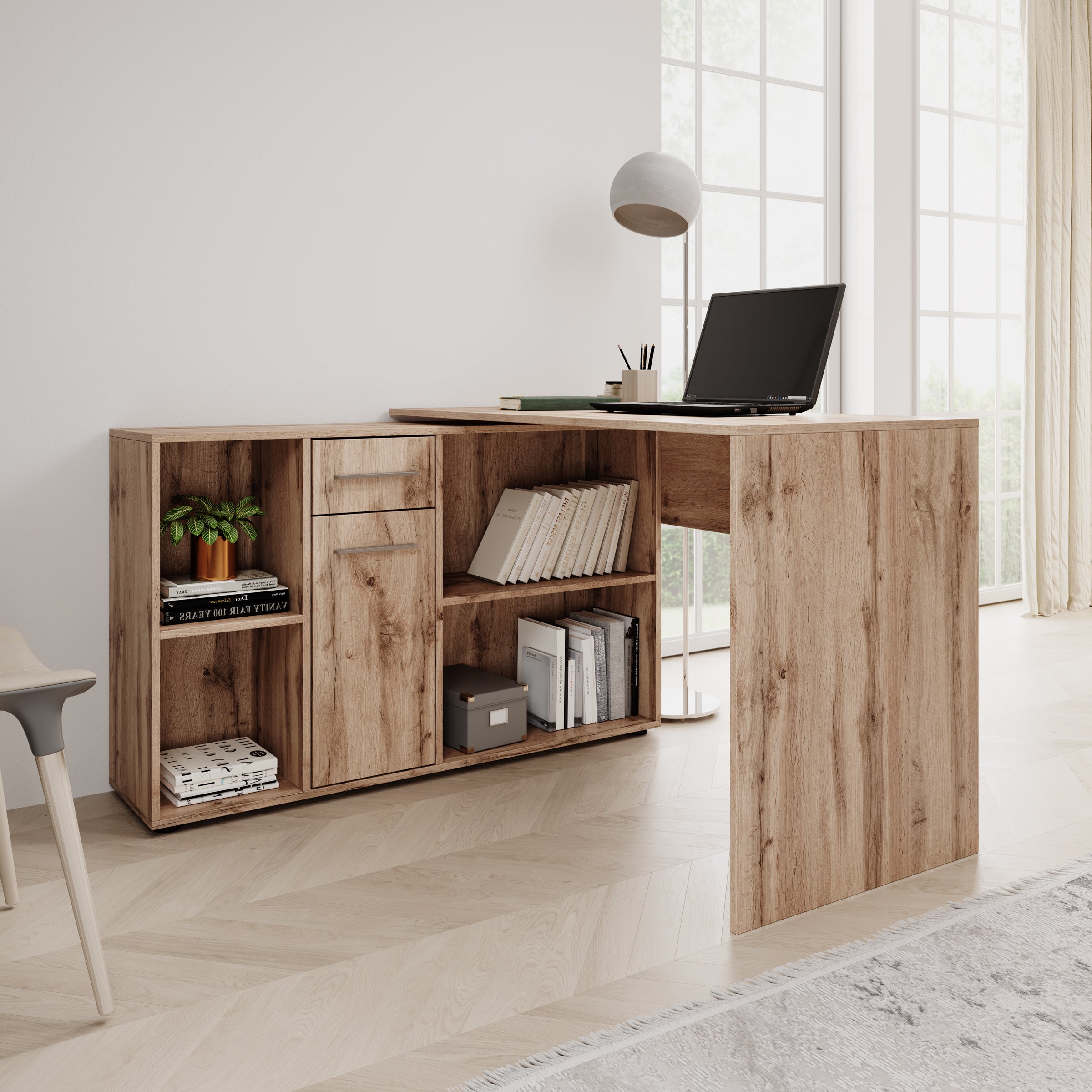 Meubella - Elixir - Bureau - Eiken - 121x120x75 cm