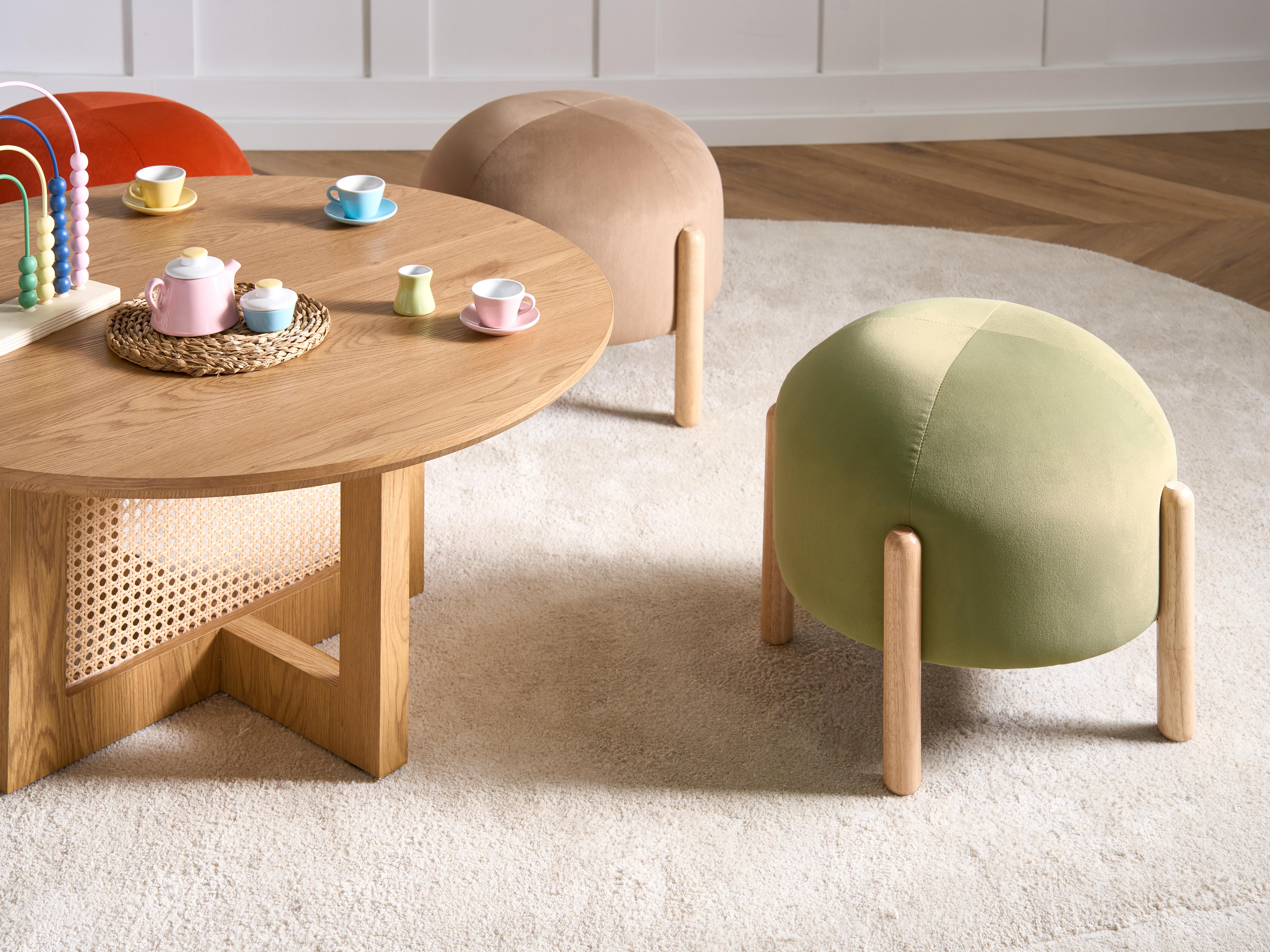 Footstool HELEN Velvet Olive Green Green