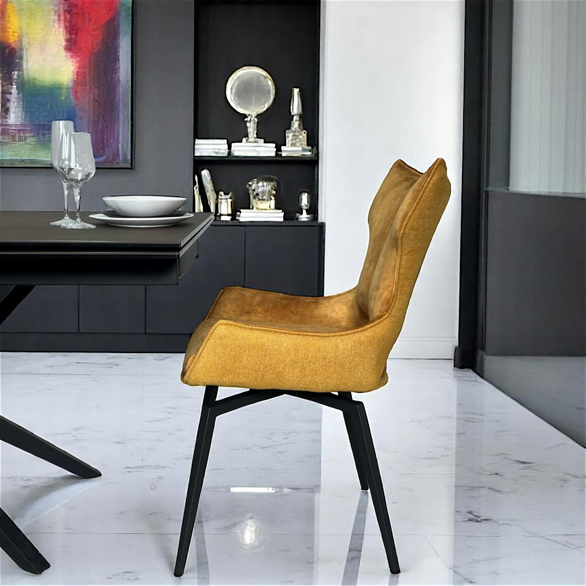 Chaise pivotante dorée bi-matière, dossier en T (lot de 2) LOMBARDIE