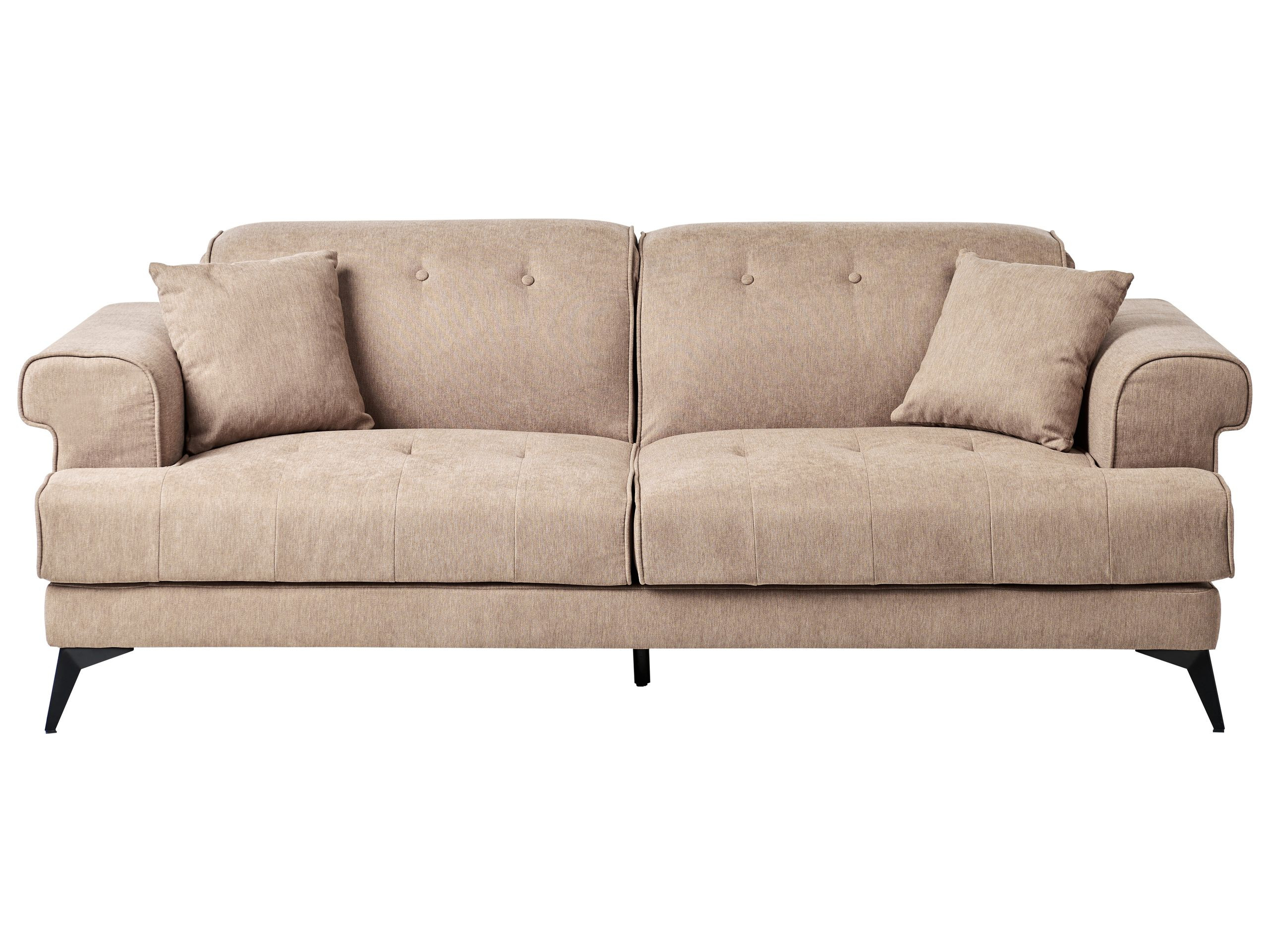 Sofa trzyosobowa tapicerowana jasnobrązowa