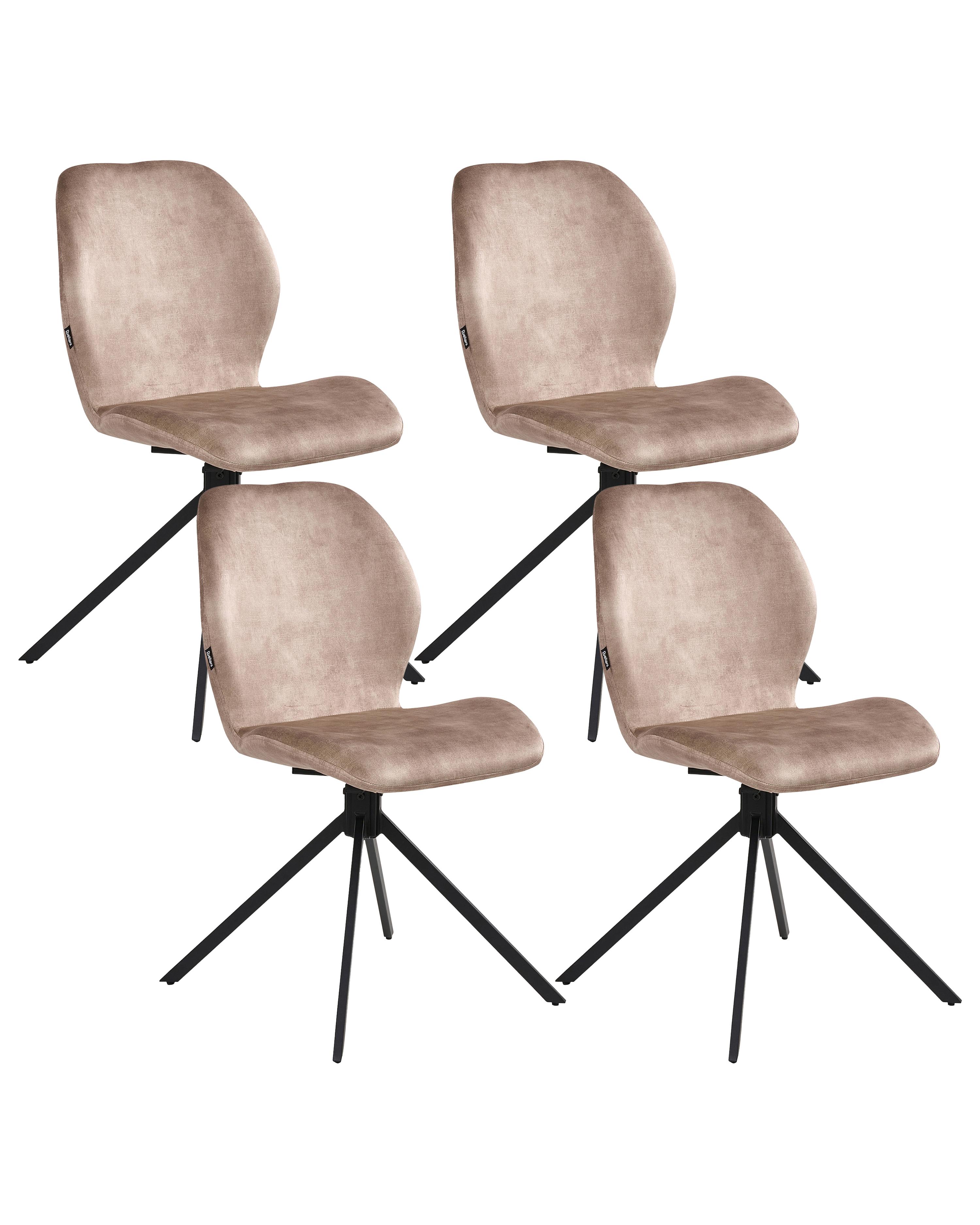 Set of 4 Dining Chairs Swivel MORRISON Velvet Beige