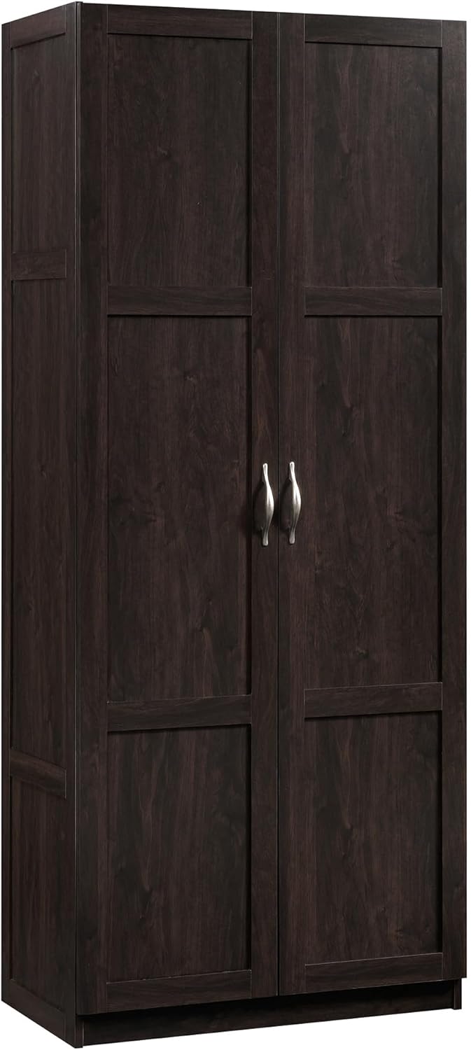 Sauder Storage Cabinet/ Pantry cabinets, 29.61  x D: 16.02  x H: 71.50, Cinnamon Cherry finish
