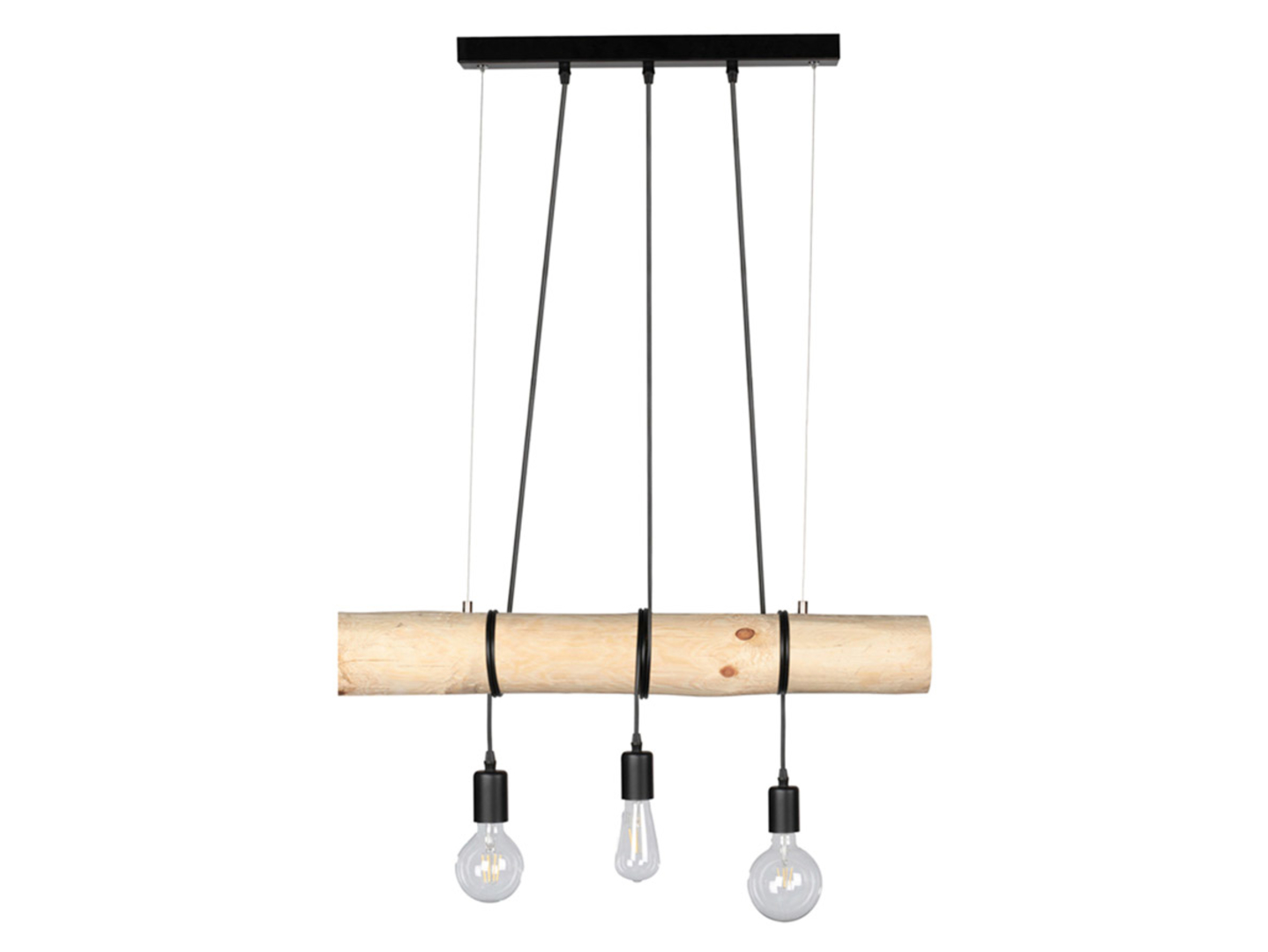 Lampa wisząca Trabo Long 3-punktowa drewniana brązowa