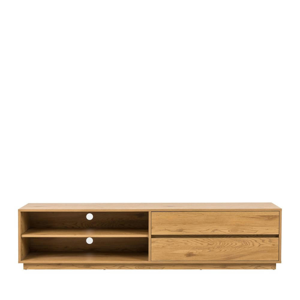 SINCE - Meuble tv 2 tiroirs, 2 niches en bois L180cm bois clair