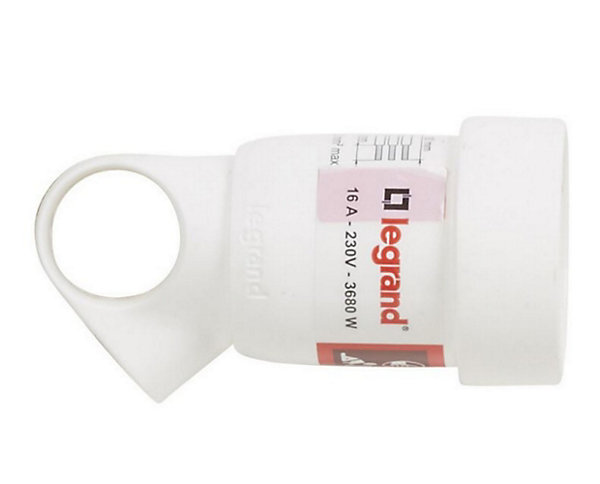 Fiche femelle 16A 2 P T blanc avec anneau Legrand