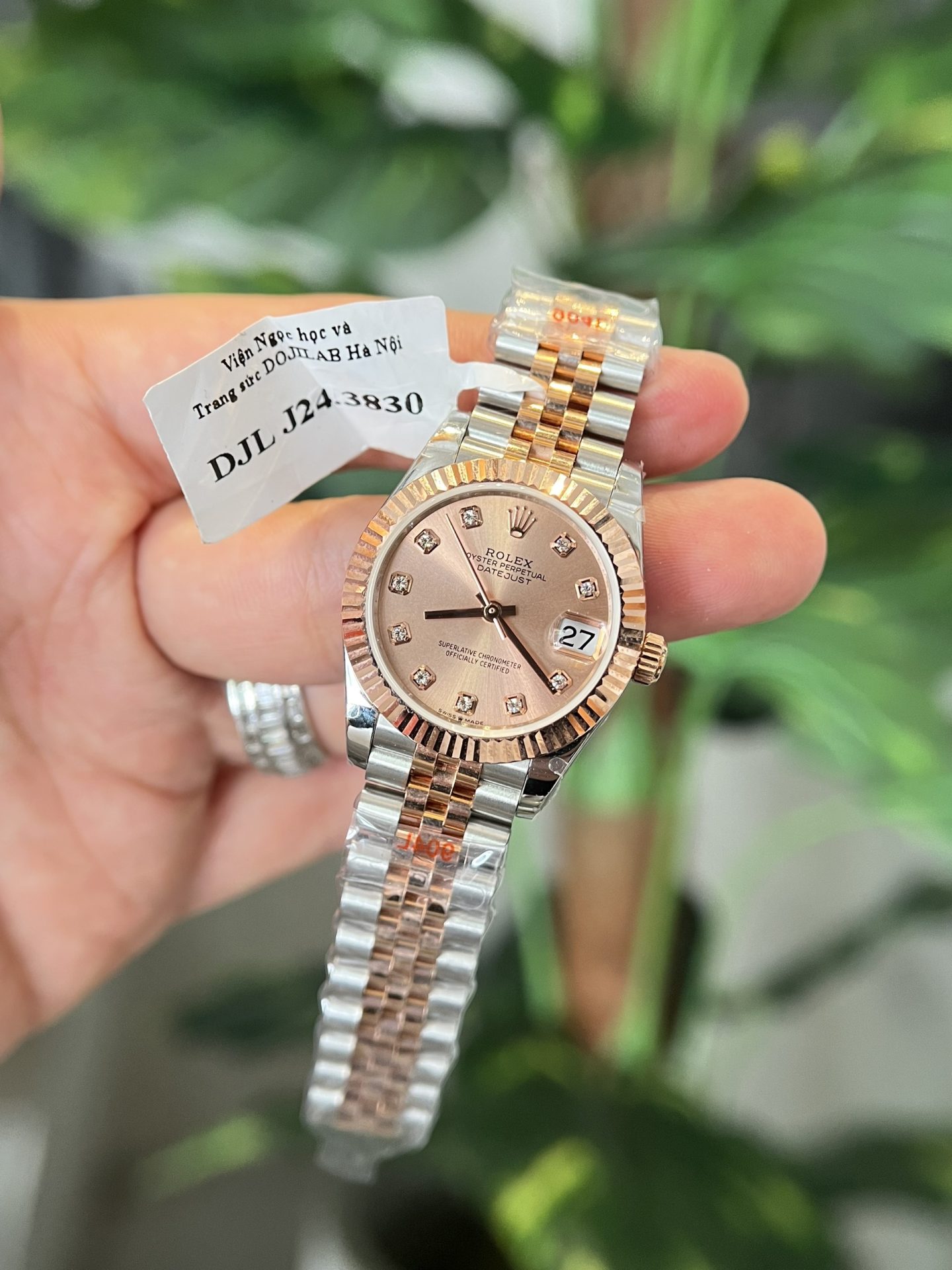 Rolex Datejust SS/RG Plated Pink Dial CZ Diamonds 31mm Jub Super Clone