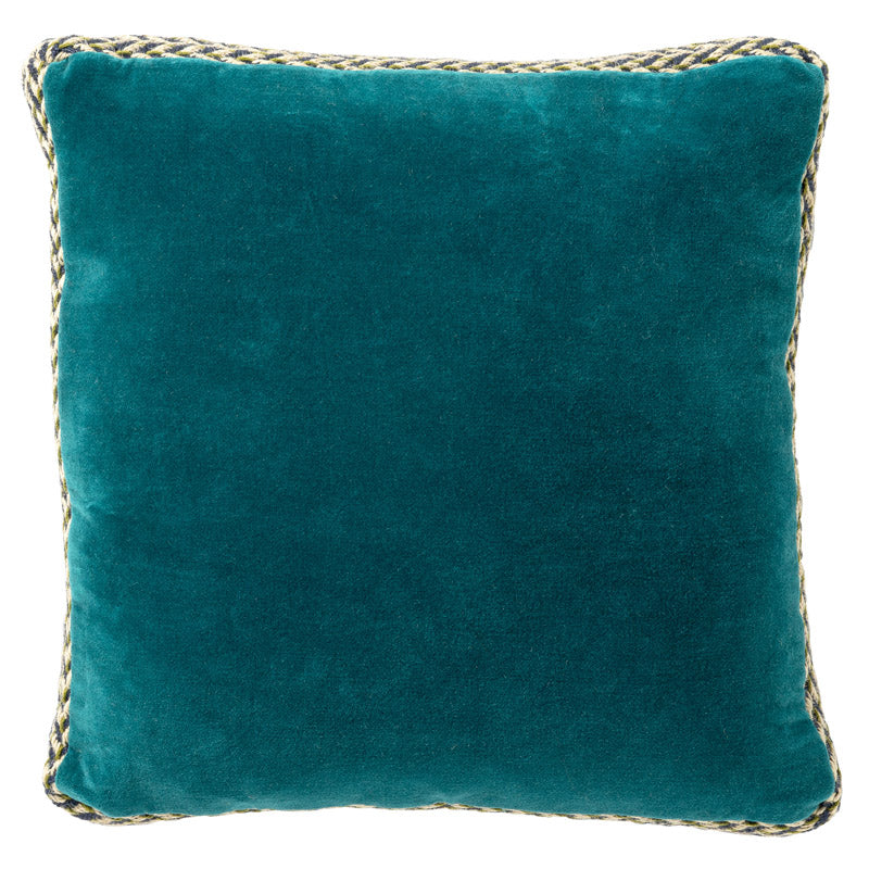 MANOE - sierkussen 45x45 cm - effen kleur - jute rand - Deep Lake - blauw