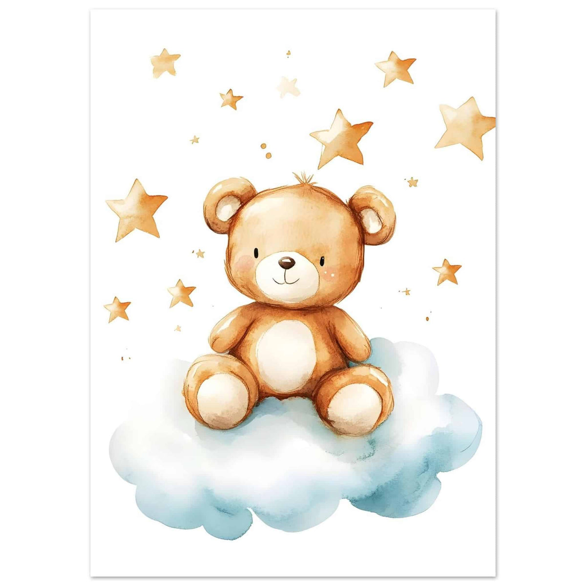 Artfulprints Poster Knuffelbeer in de sterren  - 50x70 cm - Bruin