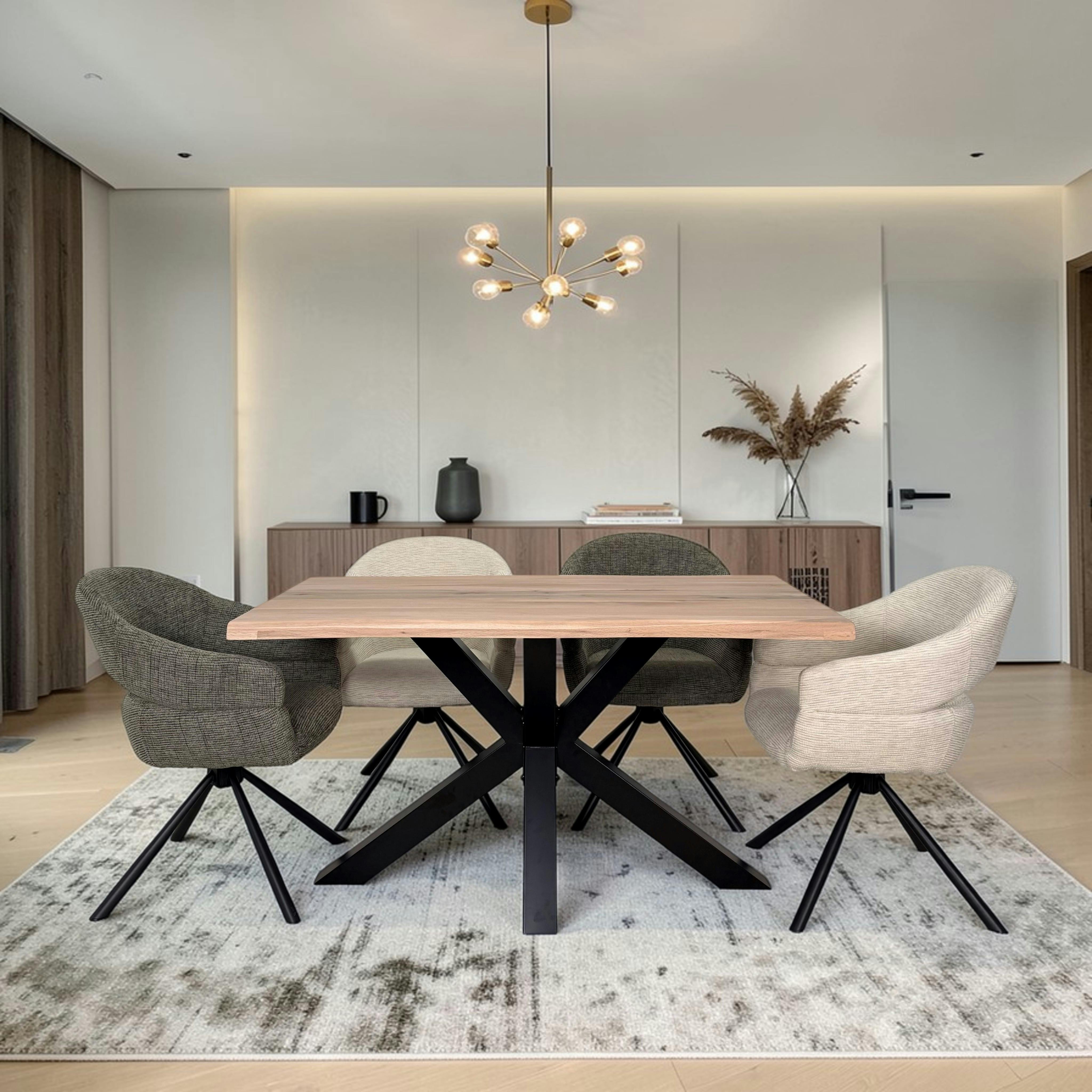 Table extensible en chêne blanc bords naturels 140 cm ETNA