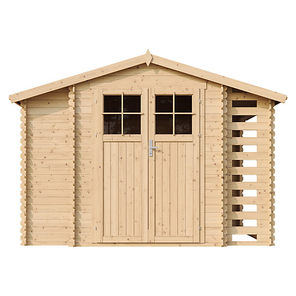 Abri de jardin en bois et range bûches extérieur - 3,53   0,97 0,97 m2 M389F - Timbela