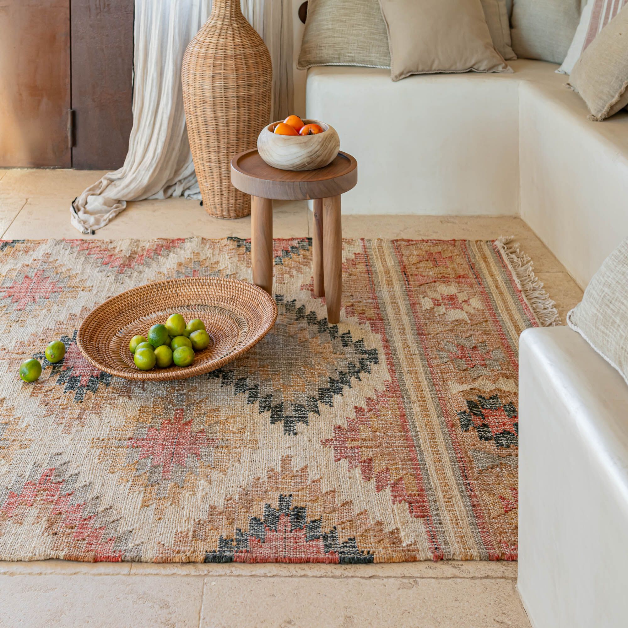 KAIS - Tapis tissé en jute et coton - beige 160x230cm