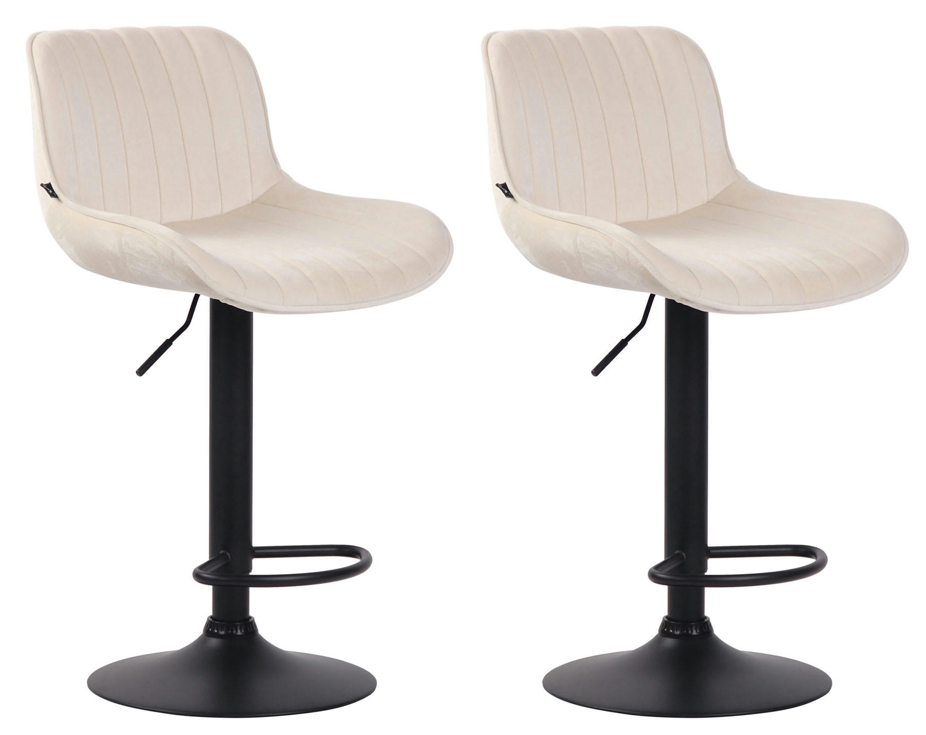 LENTINI - Lot de 2 tabourets de bar réglables en velours Crème