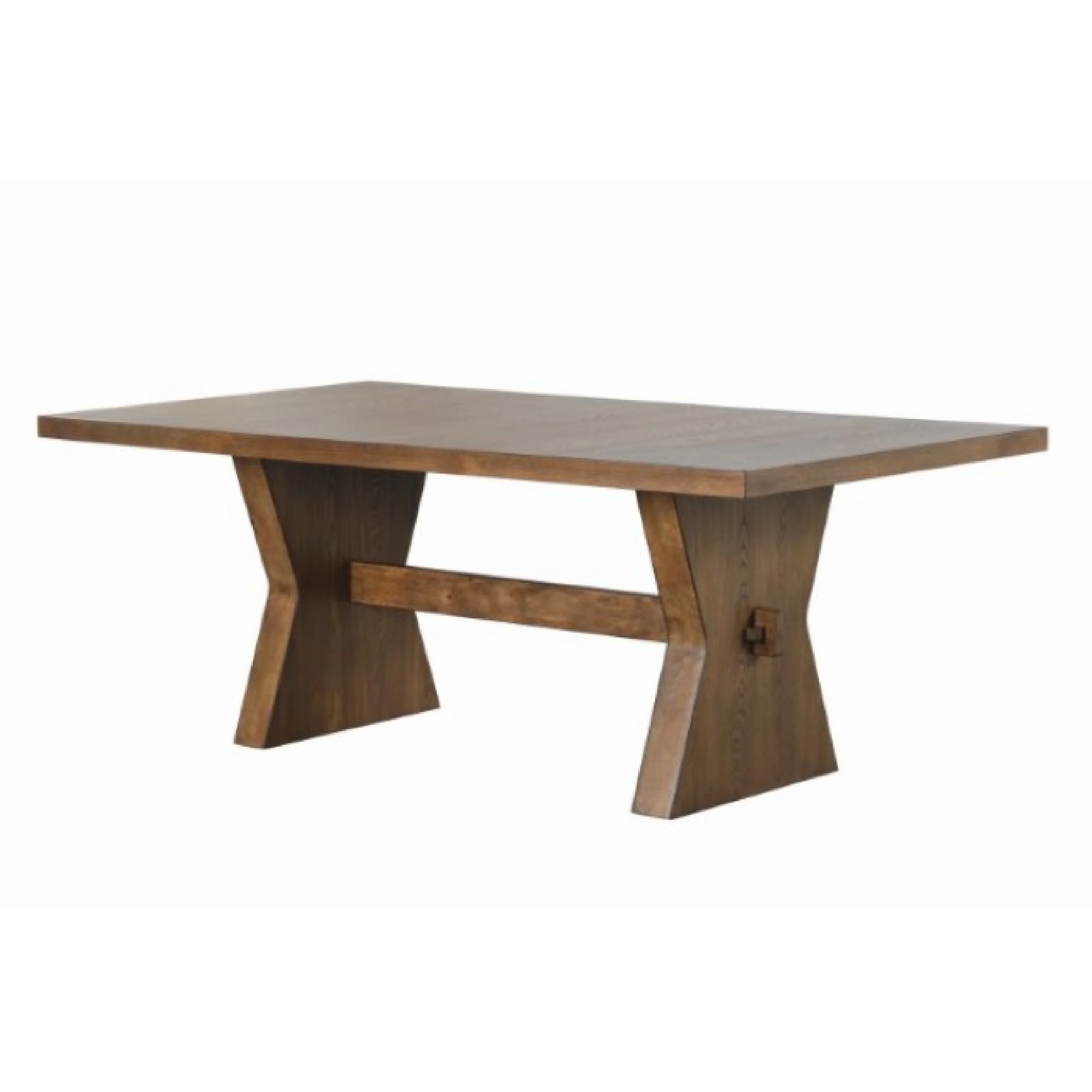 Zivy Dining Table, 78 Inch Modern Farmhouse Hourglass Oak Brown Wood