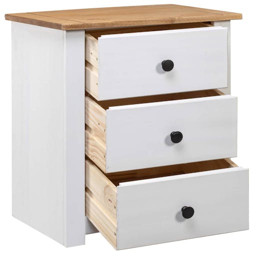 NNEVL Bedside Cabinet White 46x40x57 cm Pinewood Panama Range