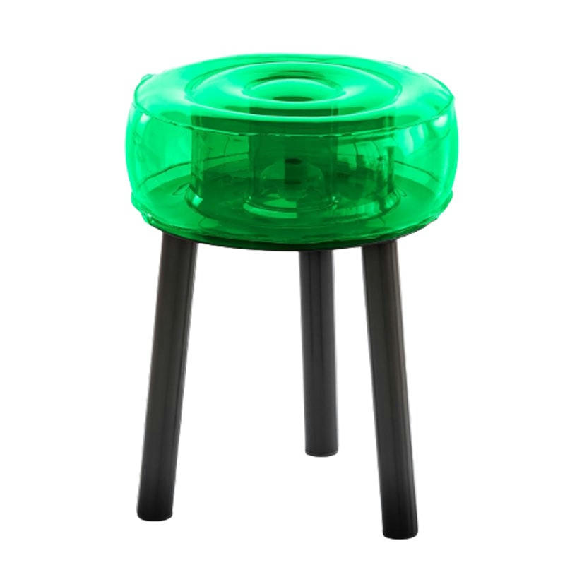 FLOOFY - Tabouret tpu vert cristal pieds en aluminium