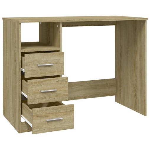 NNEVL Desk with Drawers Sonoma Oak 102x50x76 cm Engineered Wood