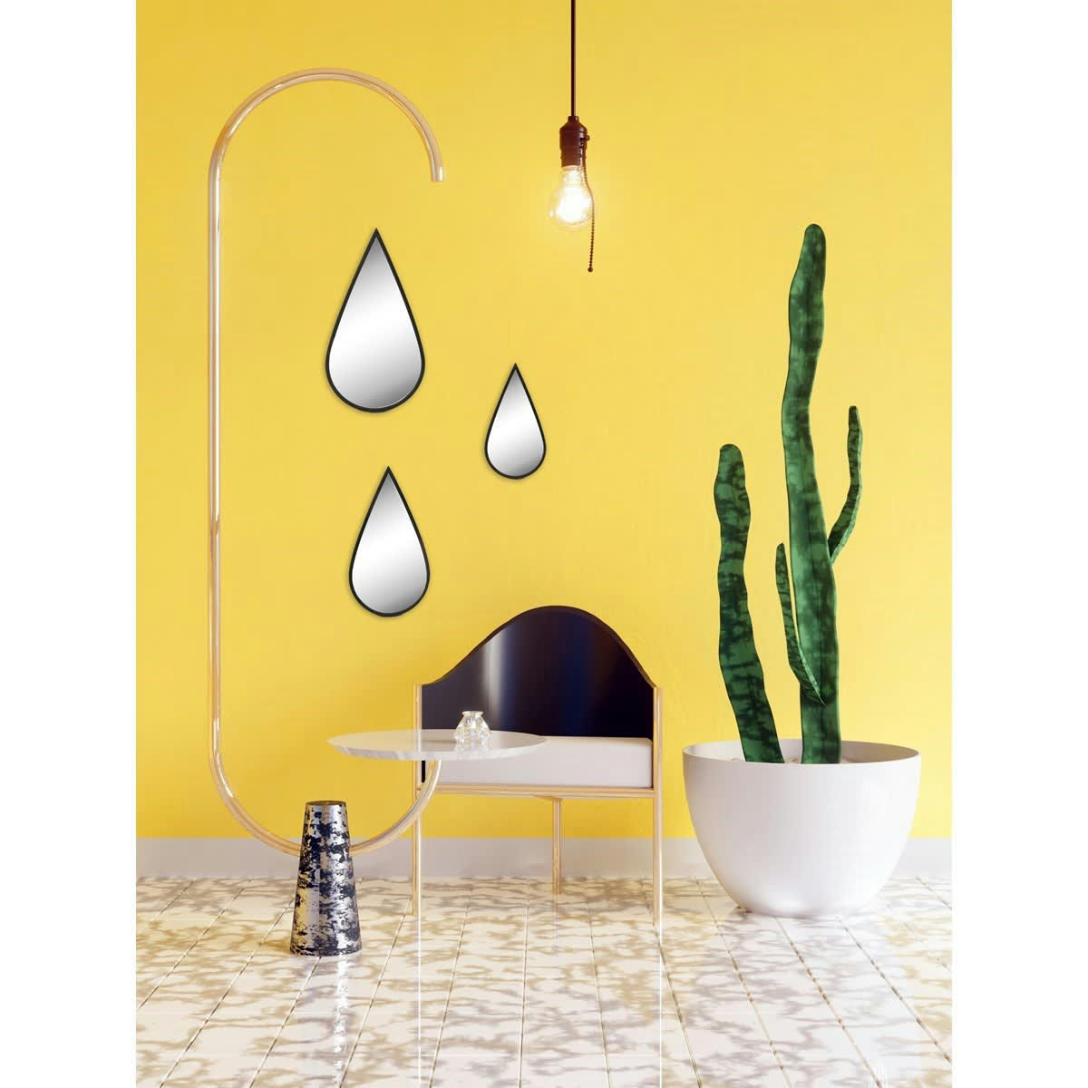 LOT DE 3 GOUTTES EN MÉTAL - Lot de 3 miroirs gouttes 26,36,45cm