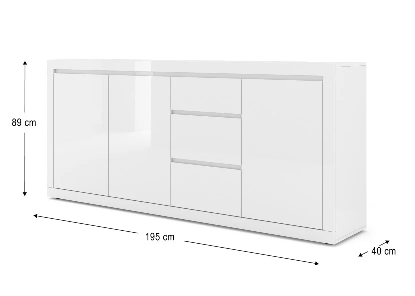 Komoda BELLO BIANCO IV biały mat / połysk