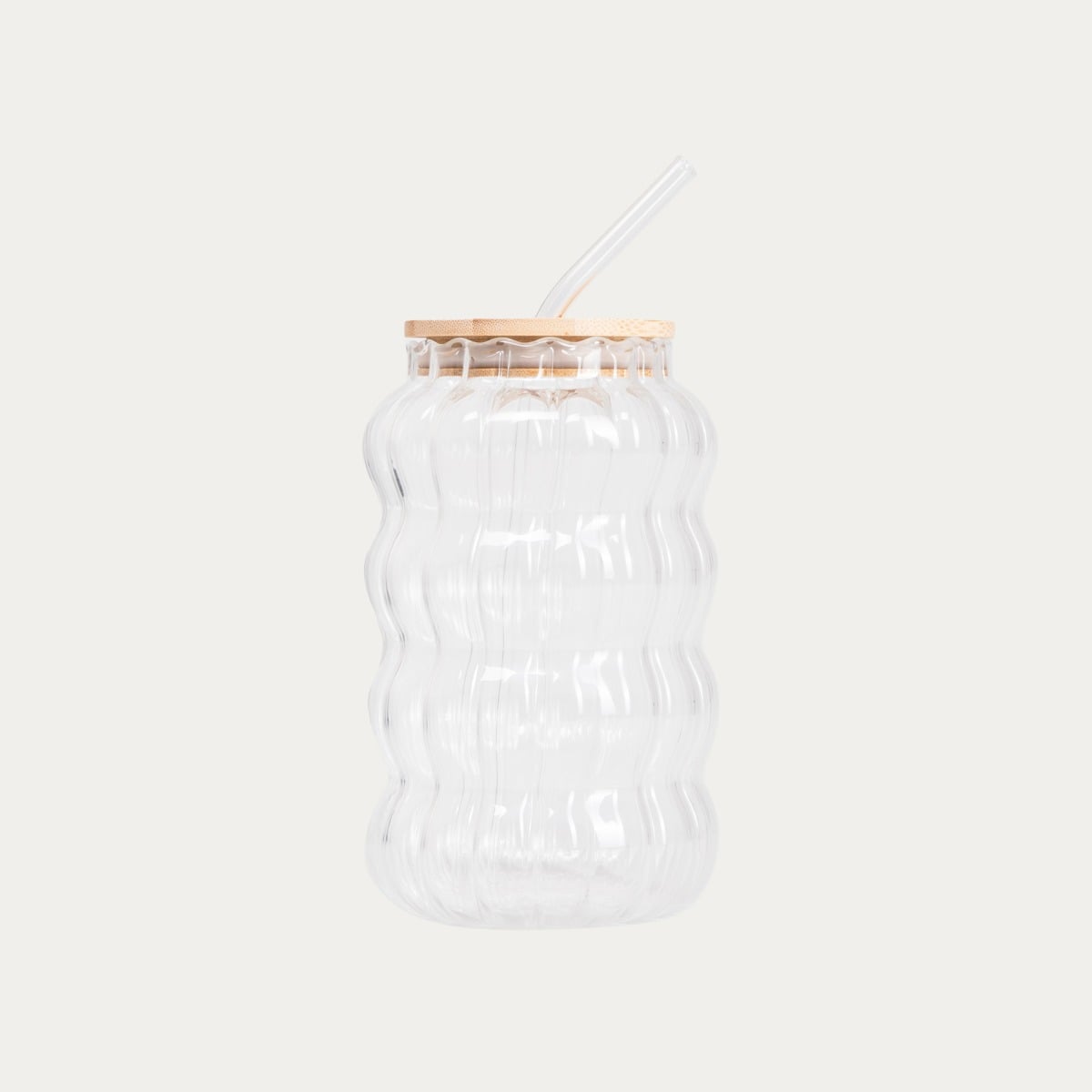 Szklanka BUBBLY ryflowana ze słomką 0,75 l