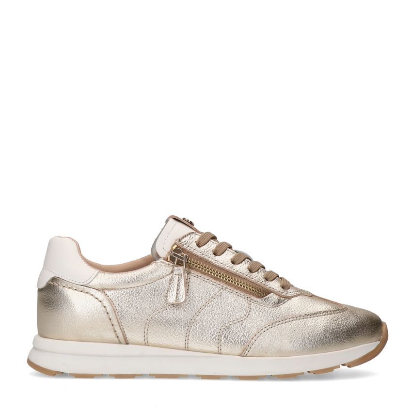 No Stress Gouden leren sneakers met rits