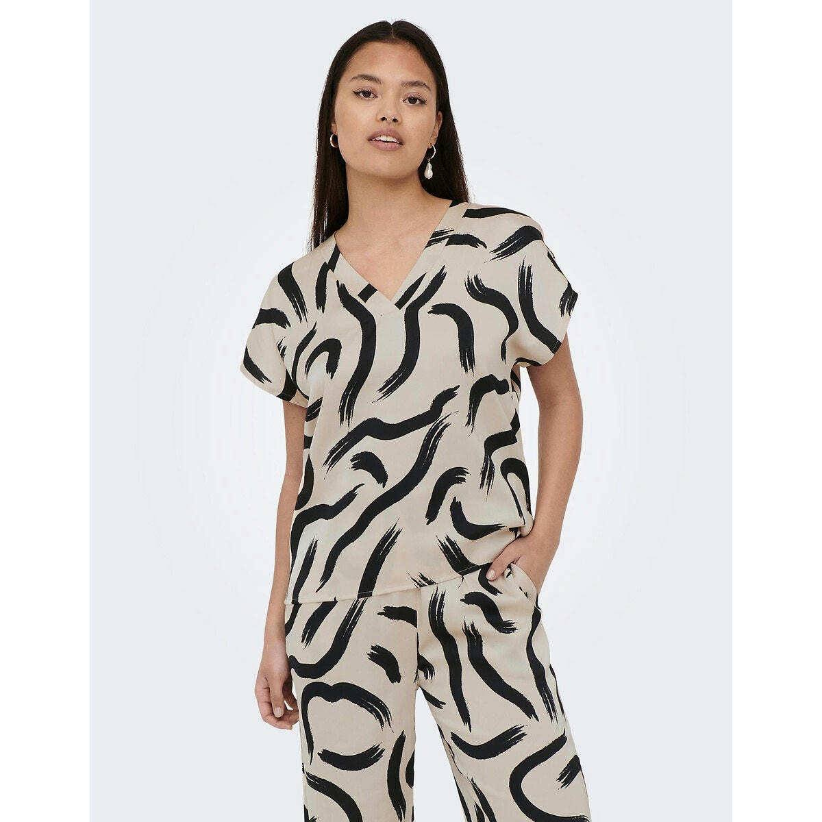 Blouse imprimée, manches courtes