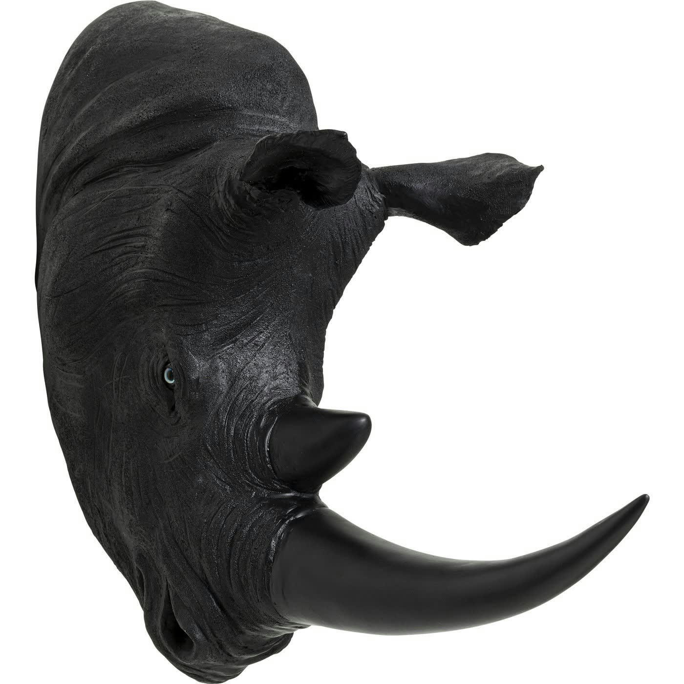 RHINO HEAD ANTIQUE - Déco murale tête de rhinocéros en polyrésine noire