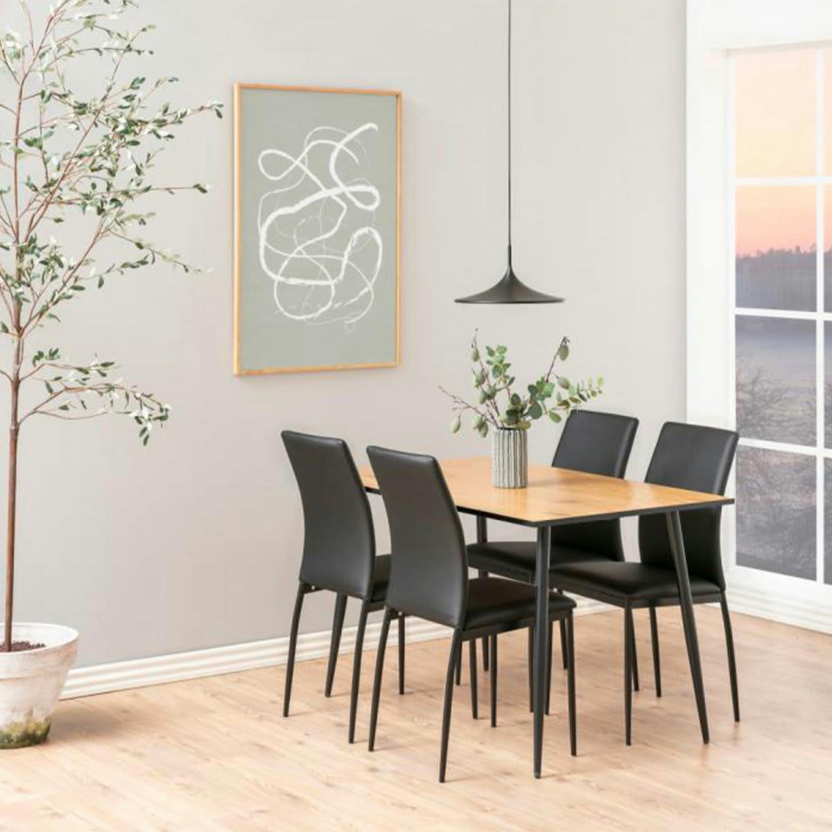 WILLA - Table à manger design 4 personnes en bois et métal WILLA blanc