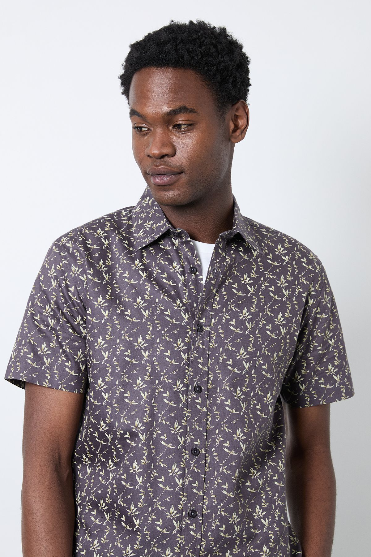 Burton Navy Floral Print Short Sleeve Shirt