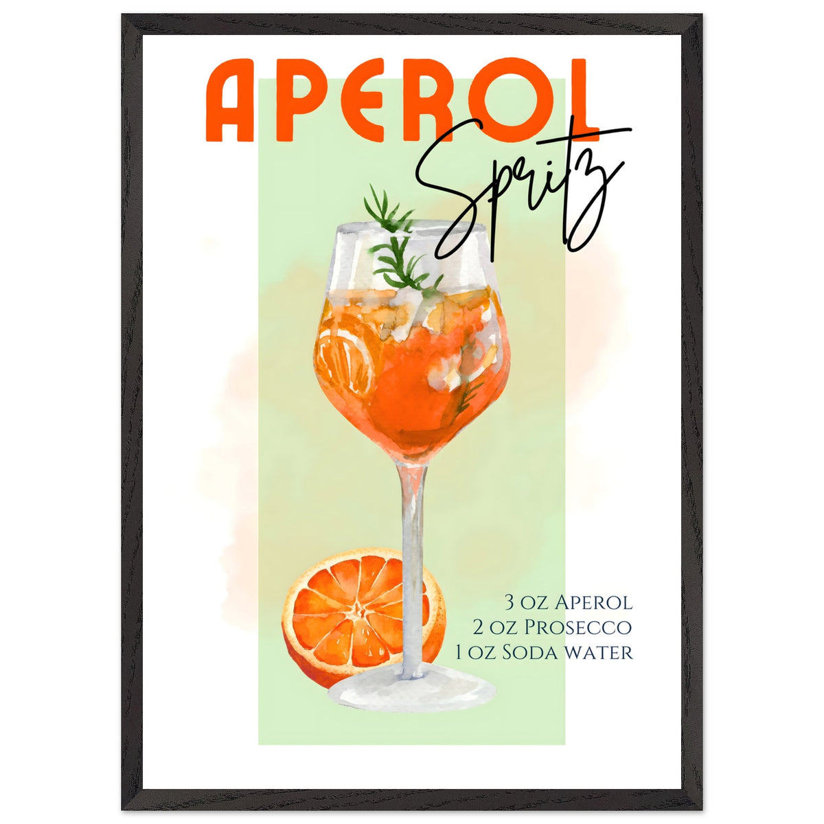 Artfulprints Poster met Lijst Aperol Spritz - Green  - 50x70 cm - Groen