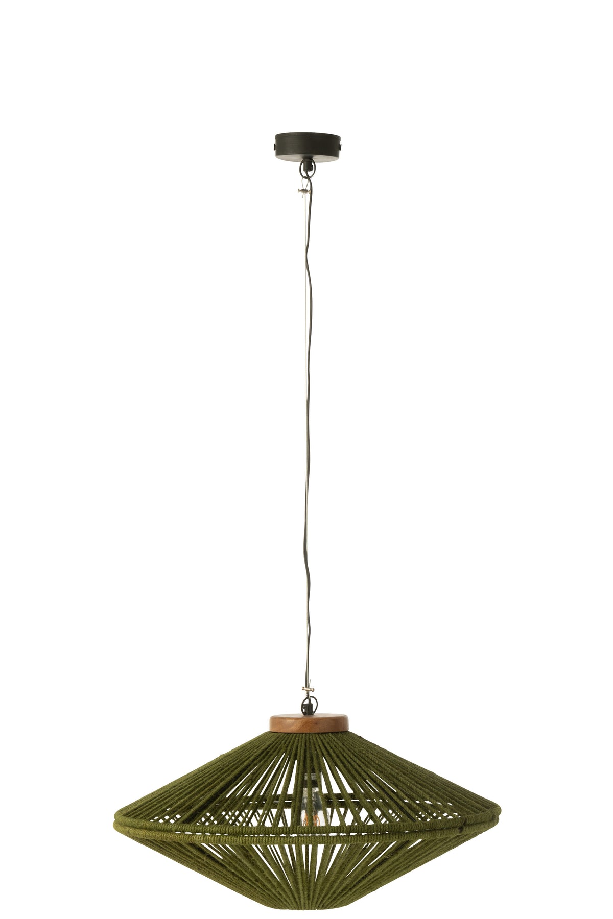 J-Line hanglamp Ovni - ijzer/jute - groen - small