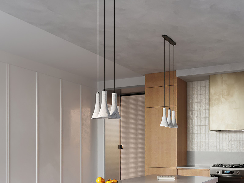 Lampa wisząca Rea 3-punktowa 115 cm betonowa szara