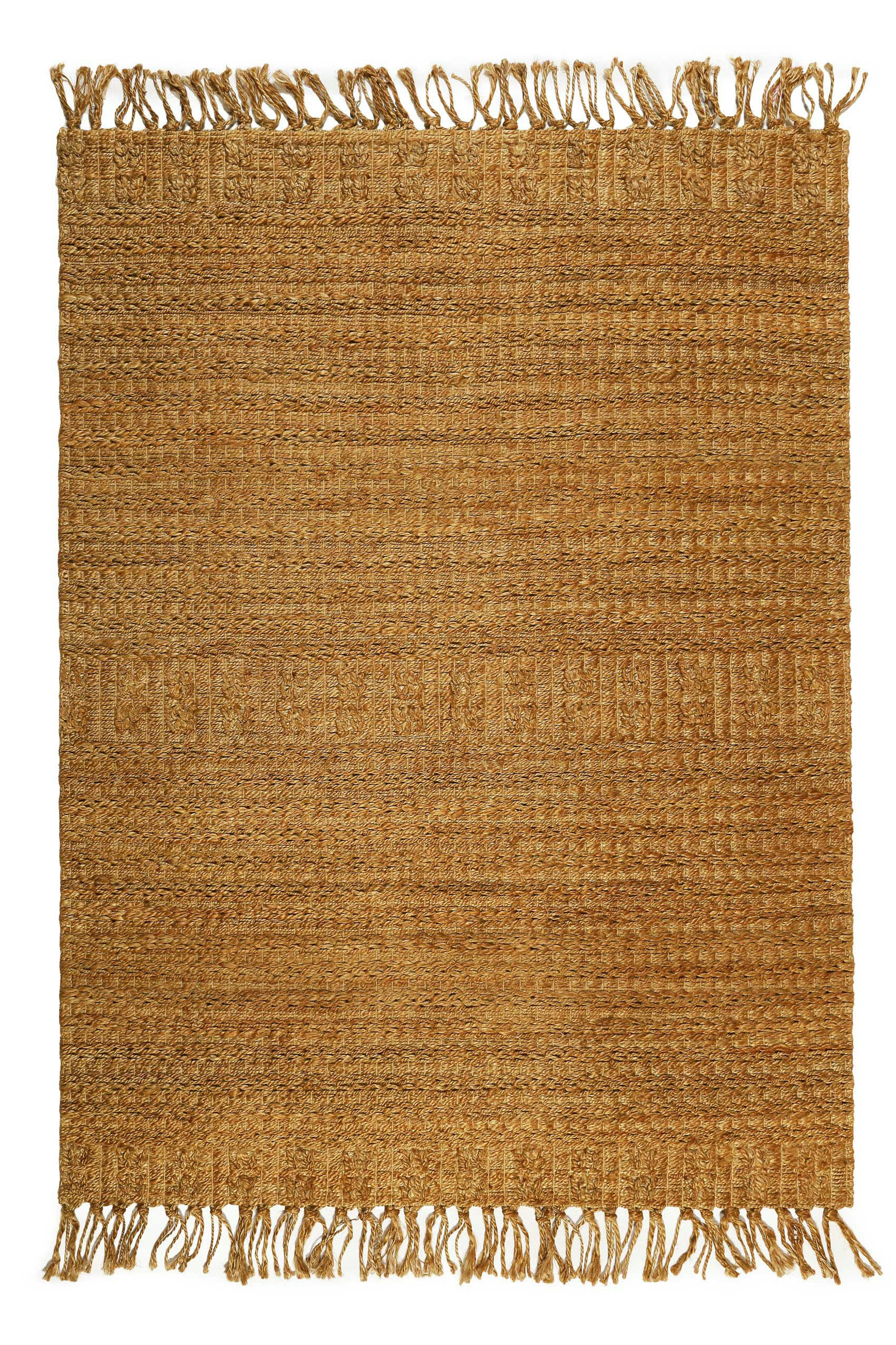 MARSEILLE - Tapis tressé en jute couleur naturelle à franges 130x190