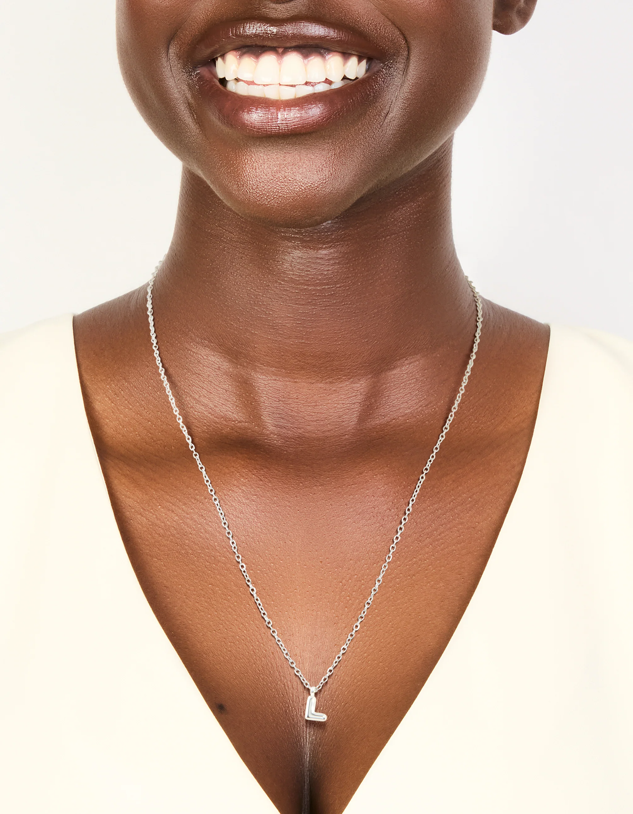 Waterproof Stainless Steel Mini Bubble Letter L Necklace