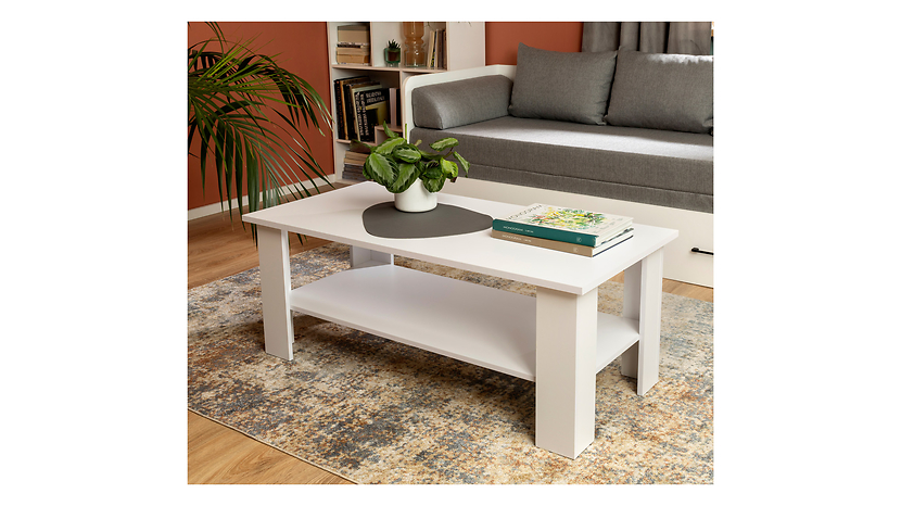Ława Nepo Plus 115x56 z półką biała