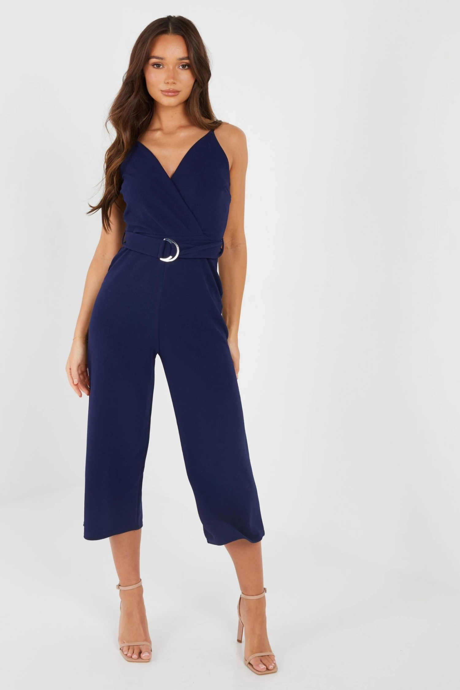 Quiz Blue Strappy Wrap Culotte Jumpsuit
