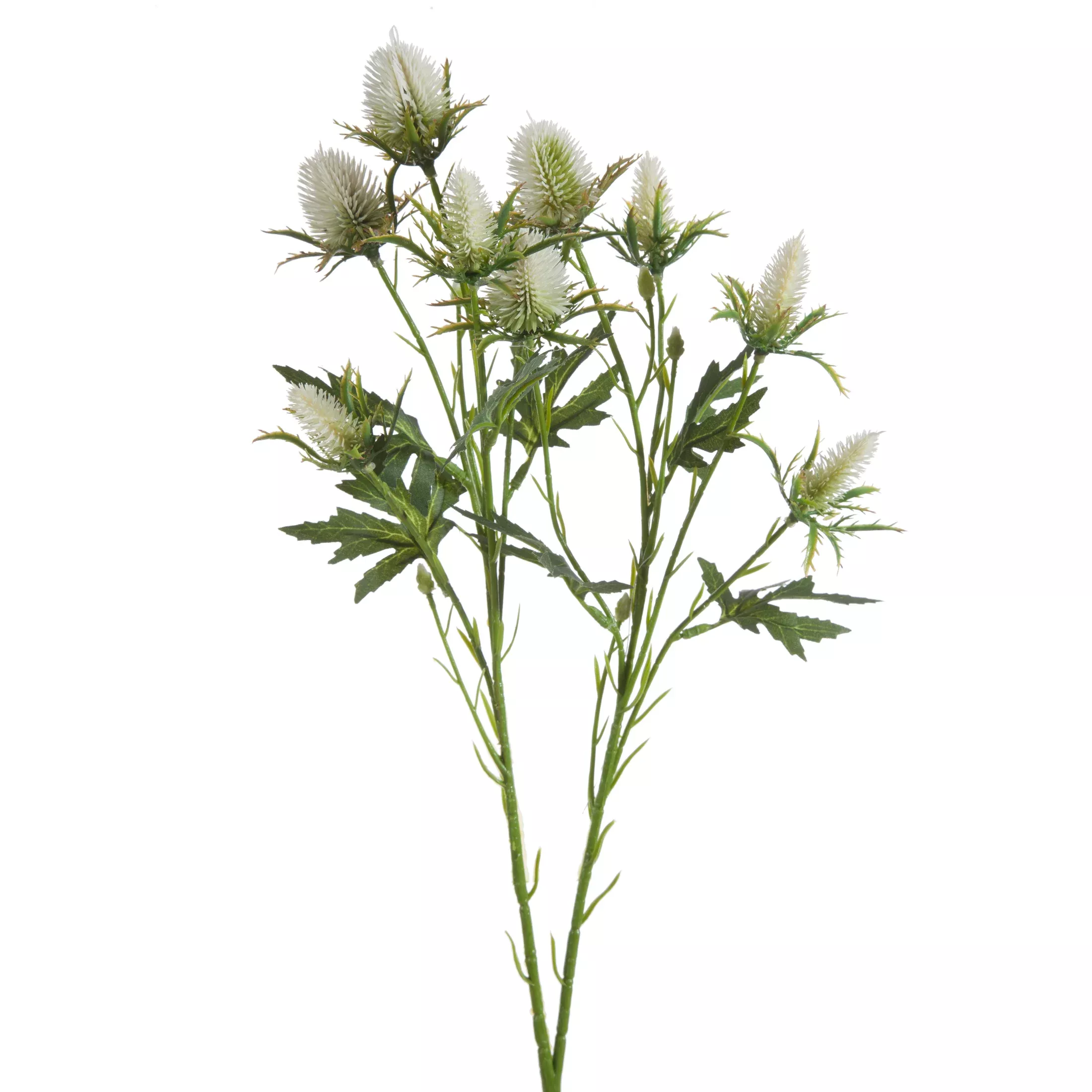 Gałązka sztuczna oset kremowo, zielona 68 cm