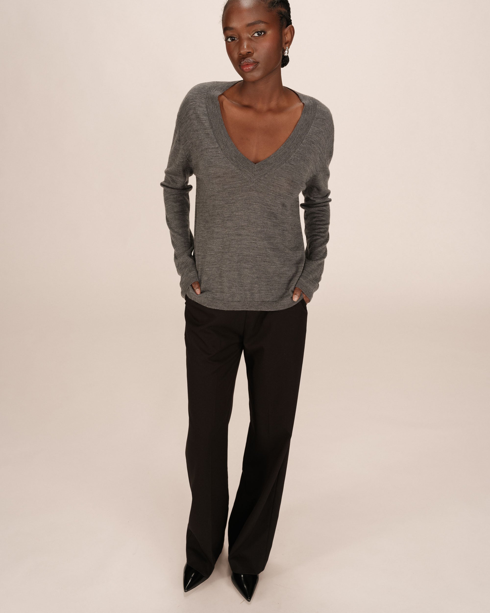 Pull laine merinos anthracite Sabba