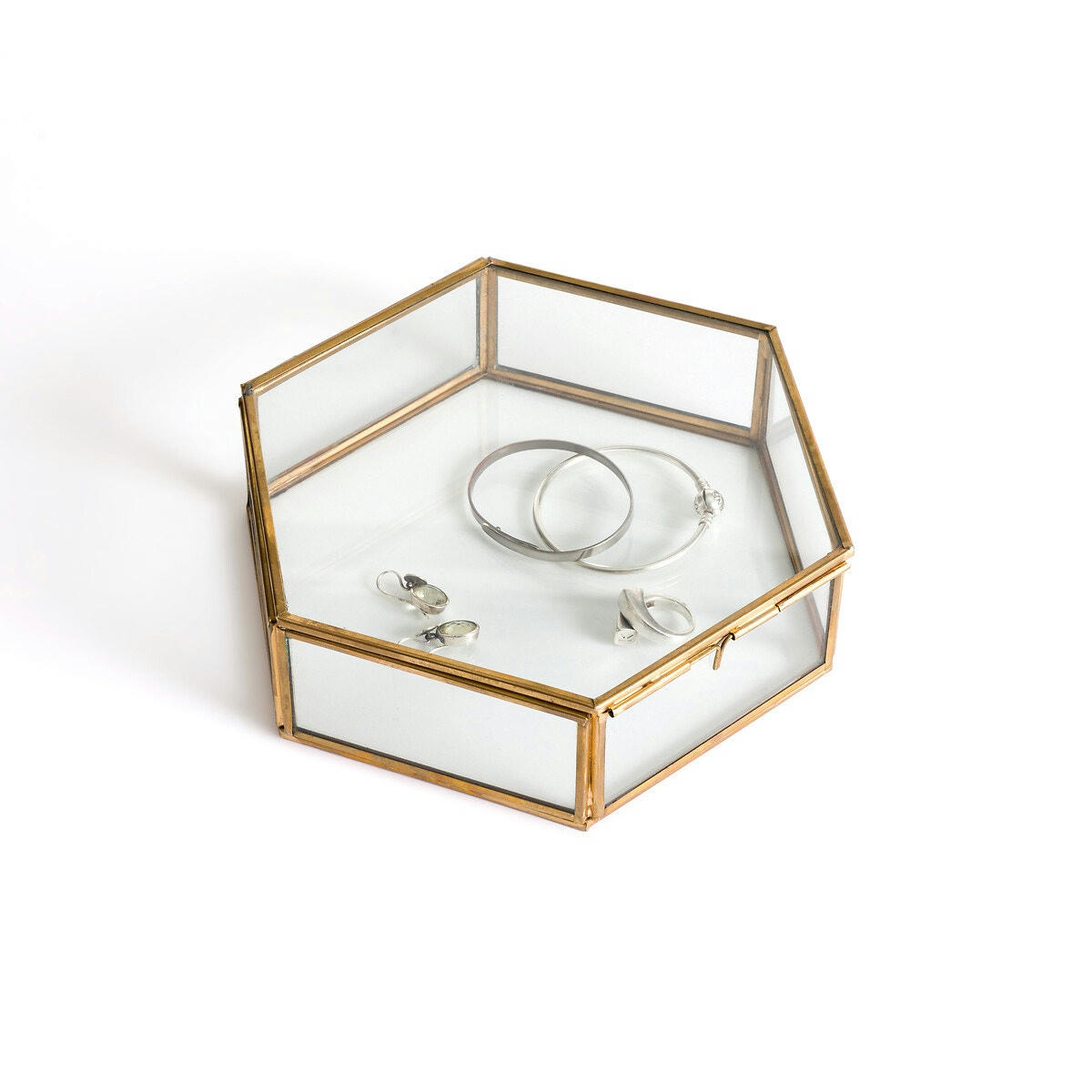 Boîte hexagonale verre et laiton, Uyova