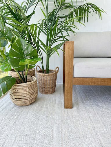 Loretta Cream and Grey Indoor Outdoor PET Rug