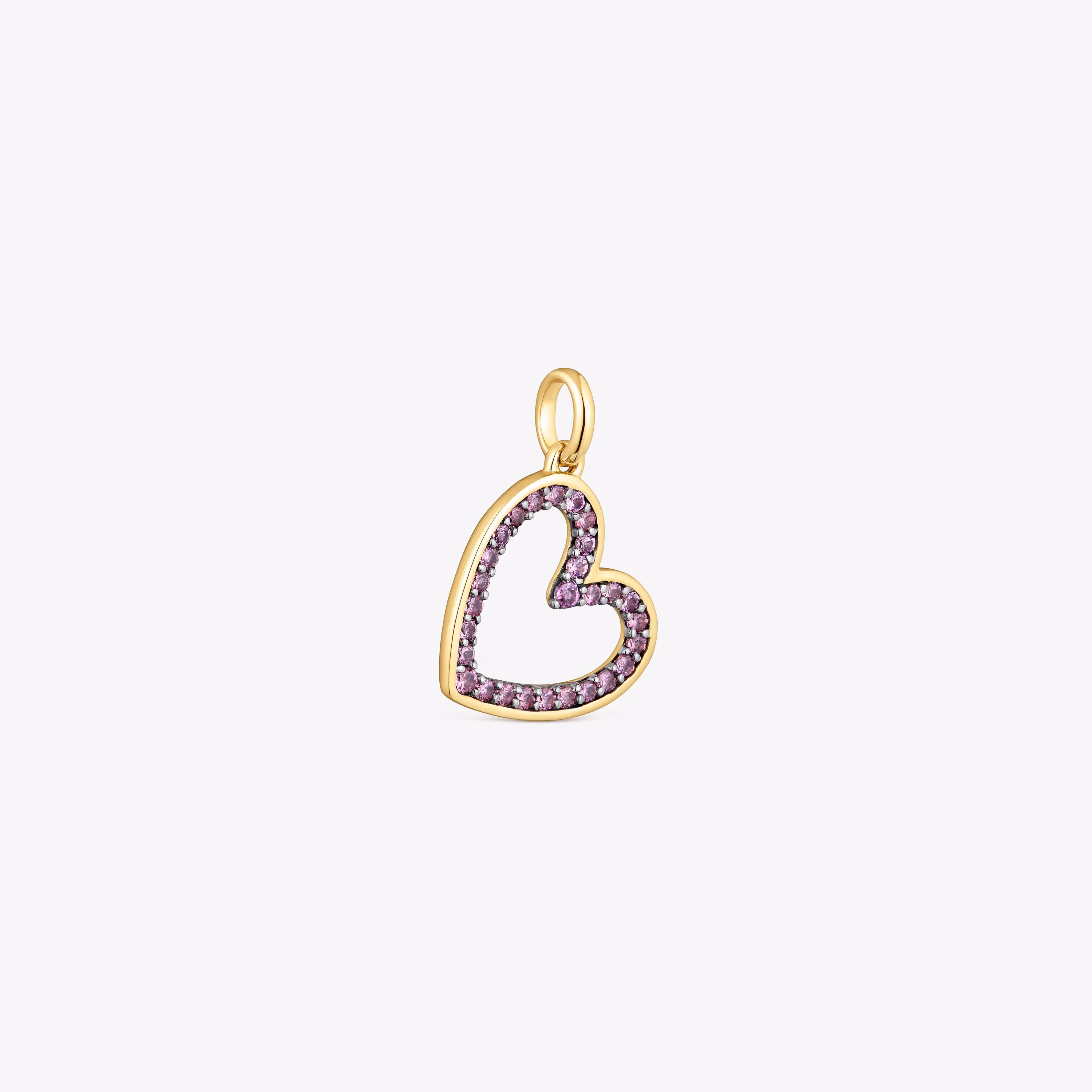 Colgante corazón de oro de 14 kt y rodolita Medallions